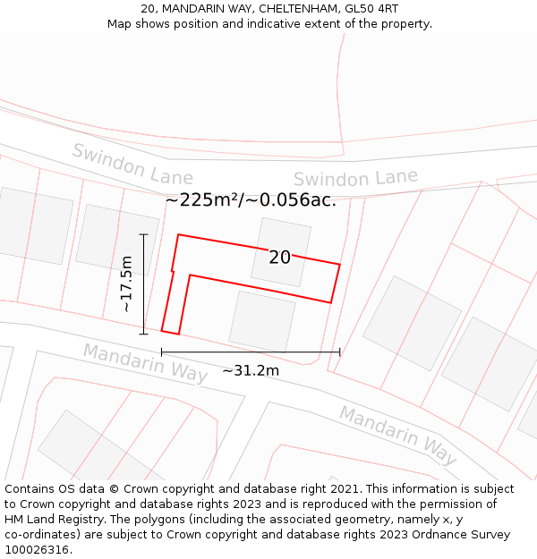 20, MANDARIN WAY, CHELTENHAM, GL50 4RT: Plot and title map