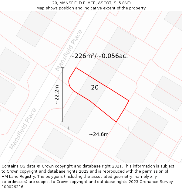 20, MANSFIELD PLACE, ASCOT, SL5 8ND: Plot and title map