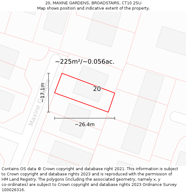 20, MAXINE GARDENS, BROADSTAIRS, CT10 2SU: Plot and title map