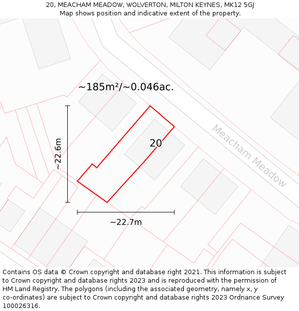 20, MEACHAM MEADOW, WOLVERTON, MILTON KEYNES, MK12 5GJ: Plot and title map