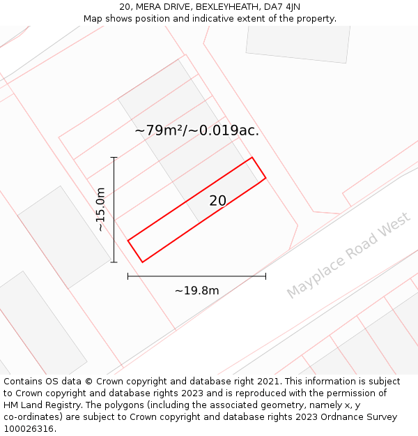 20, MERA DRIVE, BEXLEYHEATH, DA7 4JN: Plot and title map