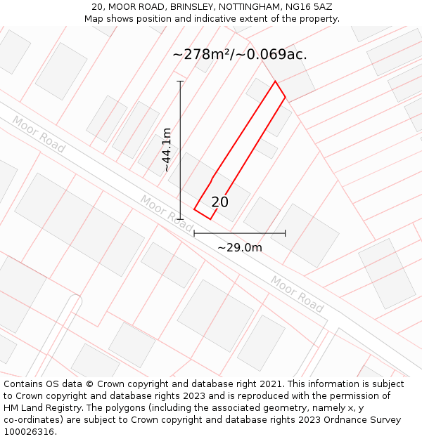 20, MOOR ROAD, BRINSLEY, NOTTINGHAM, NG16 5AZ: Plot and title map
