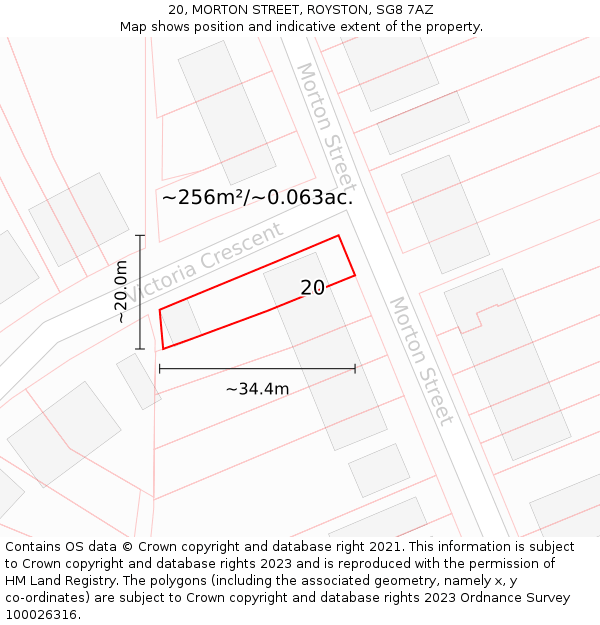 20, MORTON STREET, ROYSTON, SG8 7AZ: Plot and title map