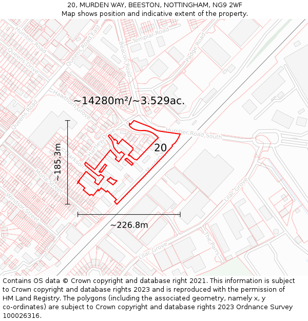 20, MURDEN WAY, BEESTON, NOTTINGHAM, NG9 2WF: Plot and title map