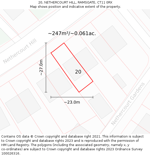 20, NETHERCOURT HILL, RAMSGATE, CT11 0RX: Plot and title map