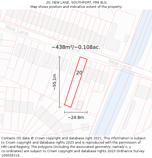 20, NEW LANE, SOUTHPORT, PR9 8LQ: Plot and title map
