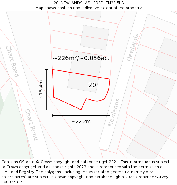 20, NEWLANDS, ASHFORD, TN23 5LA: Plot and title map