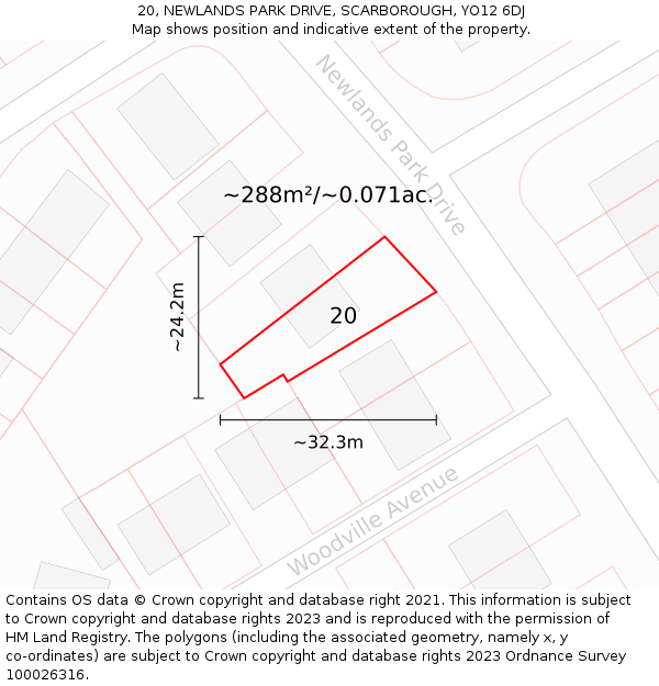 20, NEWLANDS PARK DRIVE, SCARBOROUGH, YO12 6DJ: Plot and title map