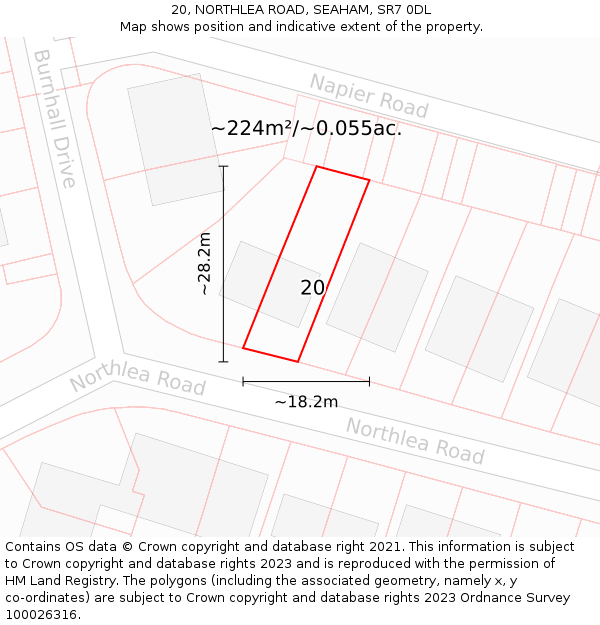 20, NORTHLEA ROAD, SEAHAM, SR7 0DL: Plot and title map