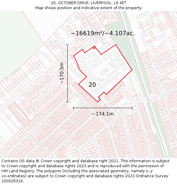 20, OCTOBER DRIVE, LIVERPOOL, L6 4ET: Plot and title map