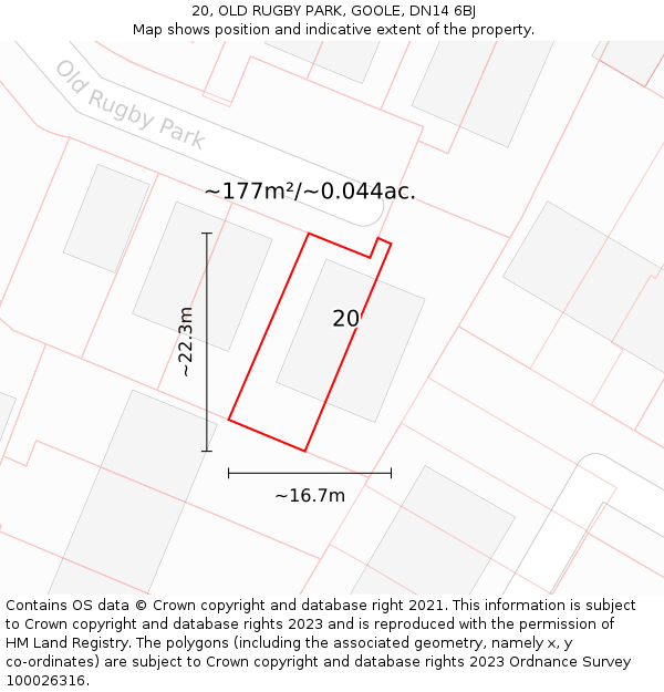 20, OLD RUGBY PARK, GOOLE, DN14 6BJ: Plot and title map