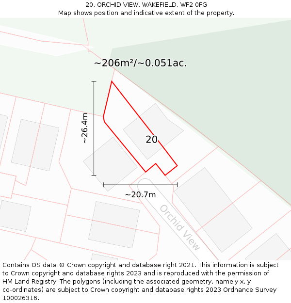 20, ORCHID VIEW, WAKEFIELD, WF2 0FG: Plot and title map