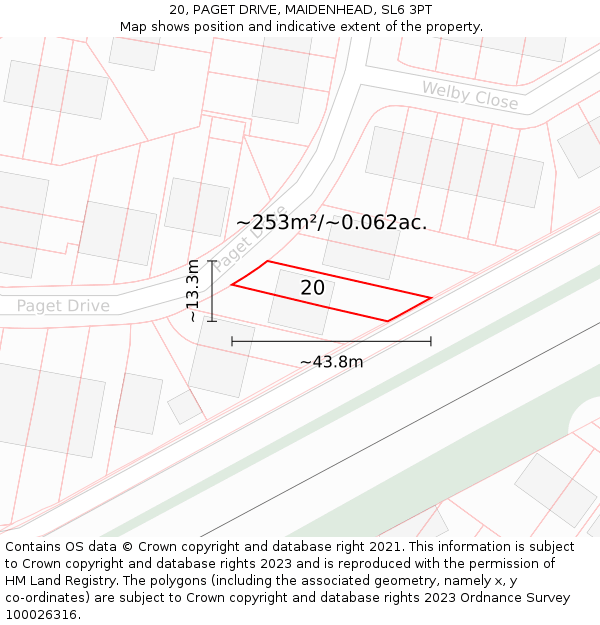 20, PAGET DRIVE, MAIDENHEAD, SL6 3PT: Plot and title map