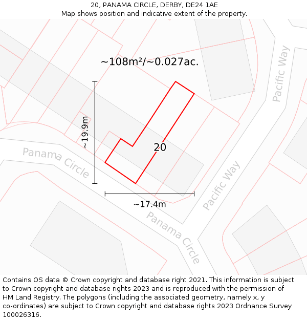 20, PANAMA CIRCLE, DERBY, DE24 1AE: Plot and title map