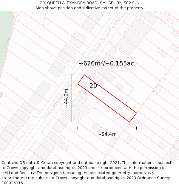 20, QUEEN ALEXANDRA ROAD, SALISBURY, SP2 9LN: Plot and title map