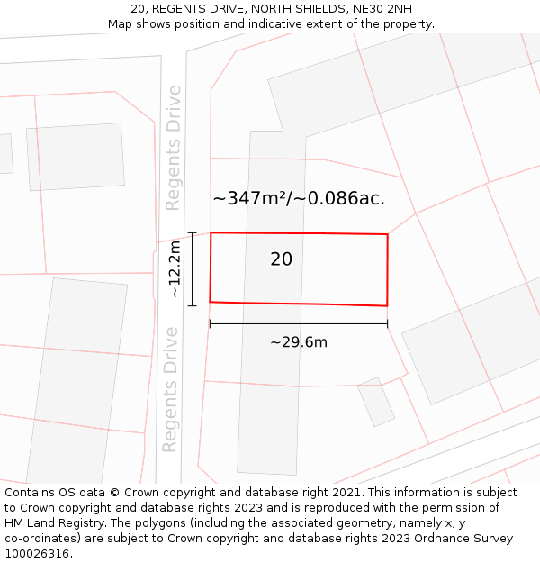 20, REGENTS DRIVE, NORTH SHIELDS, NE30 2NH: Plot and title map