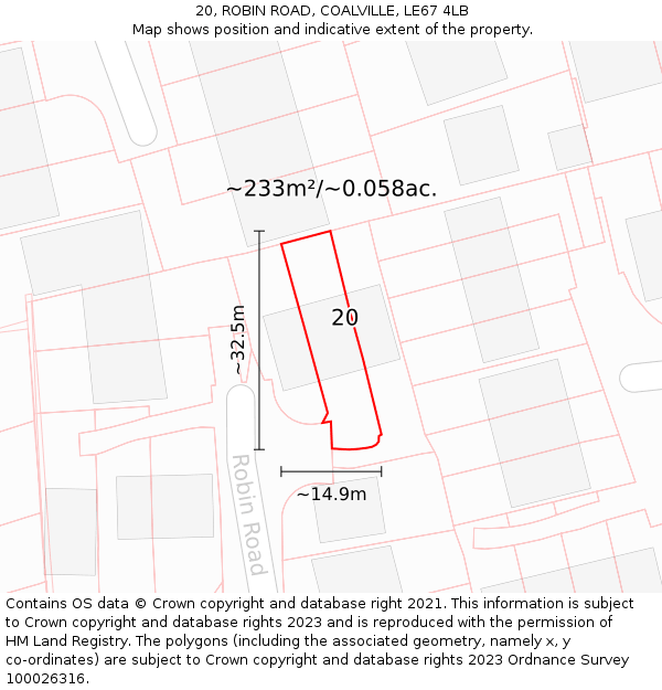 20, ROBIN ROAD, COALVILLE, LE67 4LB: Plot and title map