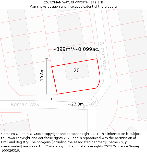 20, ROMAN WAY, TAMWORTH, B79 8NF: Plot and title map