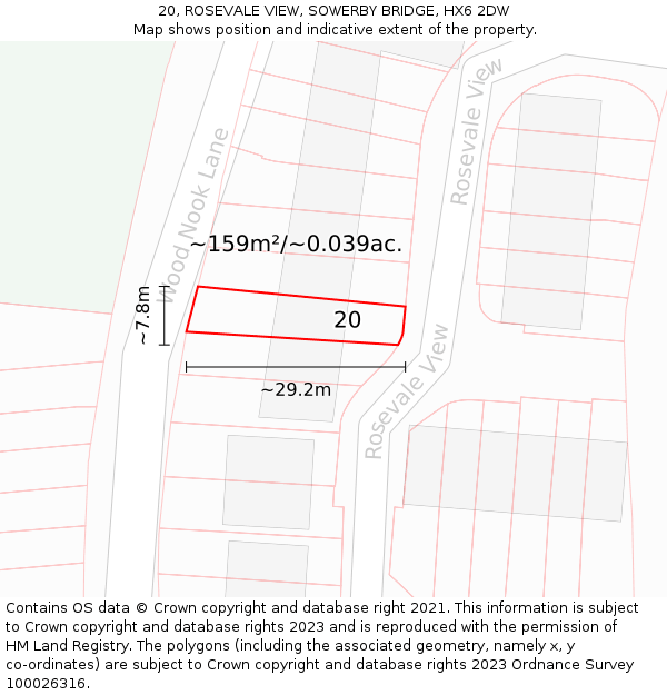 20, ROSEVALE VIEW, SOWERBY BRIDGE, HX6 2DW: Plot and title map