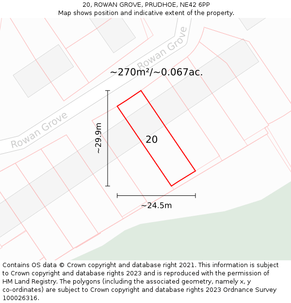 20, ROWAN GROVE, PRUDHOE, NE42 6PP: Plot and title map
