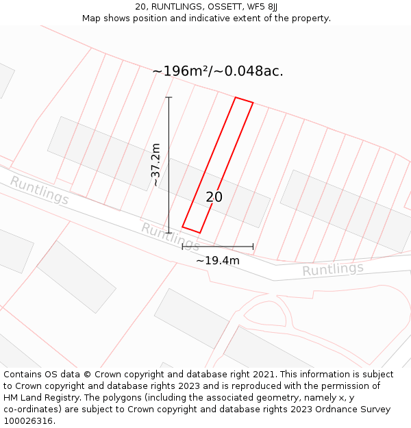 20, RUNTLINGS, OSSETT, WF5 8JJ: Plot and title map