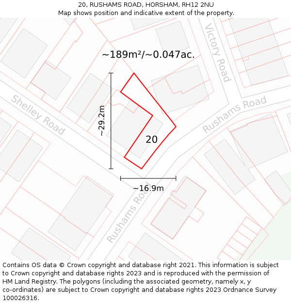 20, RUSHAMS ROAD, HORSHAM, RH12 2NU: Plot and title map