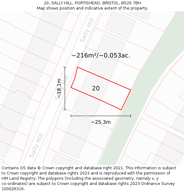 20, SALLY HILL, PORTISHEAD, BRISTOL, BS20 7BH: Plot and title map