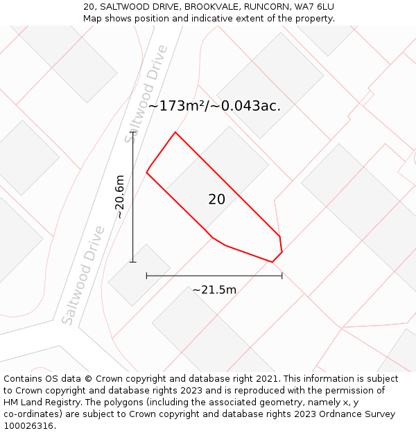 20, SALTWOOD DRIVE, BROOKVALE, RUNCORN, WA7 6LU: Plot and title map