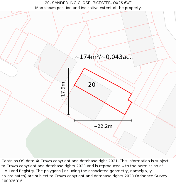 20, SANDERLING CLOSE, BICESTER, OX26 6WF: Plot and title map