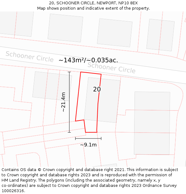 20, SCHOONER CIRCLE, NEWPORT, NP10 8EX: Plot and title map