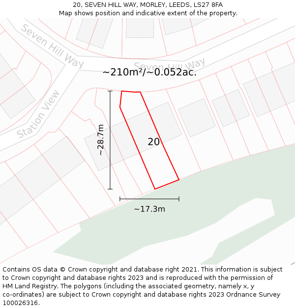 20, SEVEN HILL WAY, MORLEY, LEEDS, LS27 8FA: Plot and title map