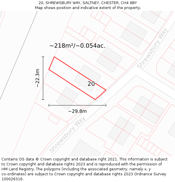 20, SHREWSBURY WAY, SALTNEY, CHESTER, CH4 8BY: Plot and title map