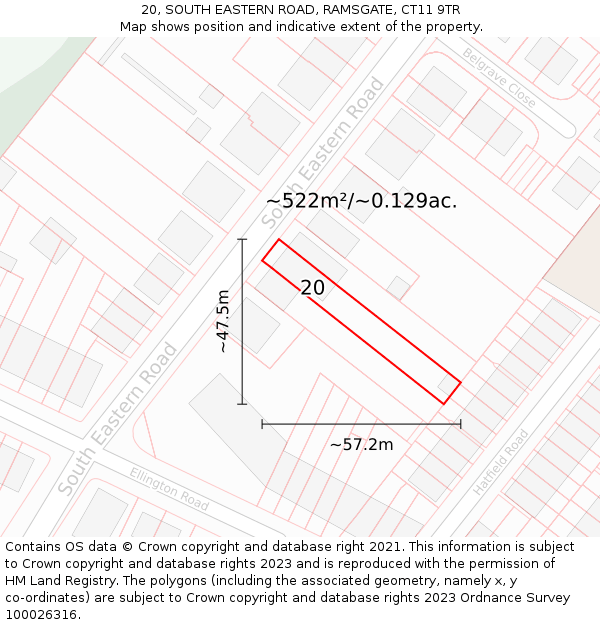 20, SOUTH EASTERN ROAD, RAMSGATE, CT11 9TR: Plot and title map