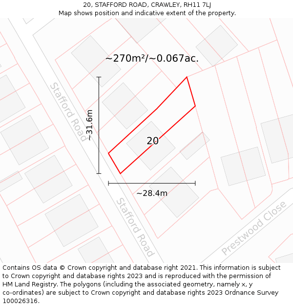 20, STAFFORD ROAD, CRAWLEY, RH11 7LJ: Plot and title map