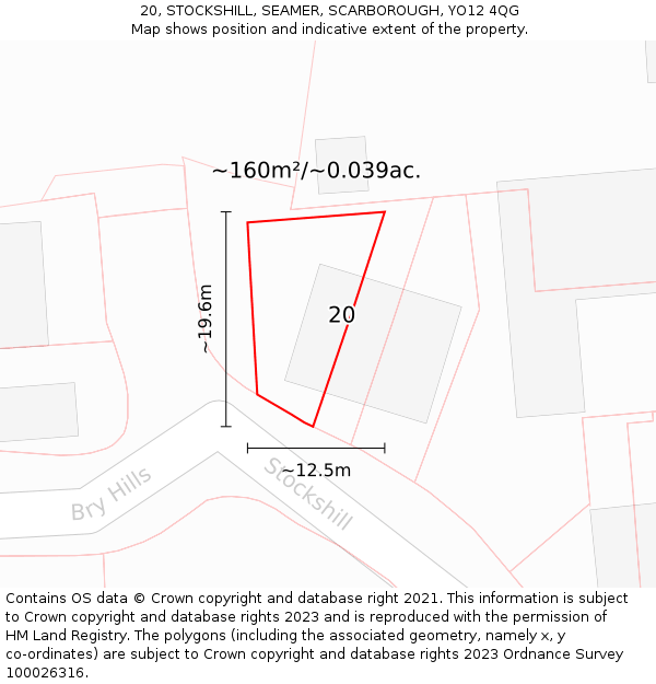 20, STOCKSHILL, SEAMER, SCARBOROUGH, YO12 4QG: Plot and title map