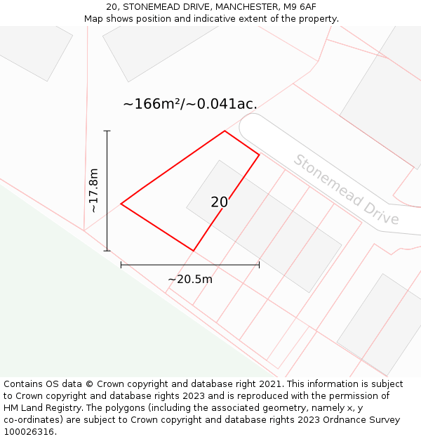 20, STONEMEAD DRIVE, MANCHESTER, M9 6AF: Plot and title map