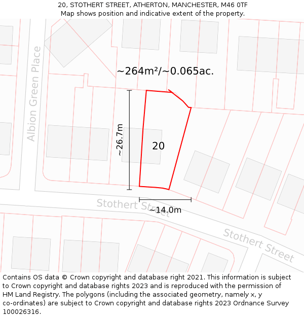 20, STOTHERT STREET, ATHERTON, MANCHESTER, M46 0TF: Plot and title map