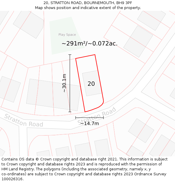 20, STRATTON ROAD, BOURNEMOUTH, BH9 3PF: Plot and title map