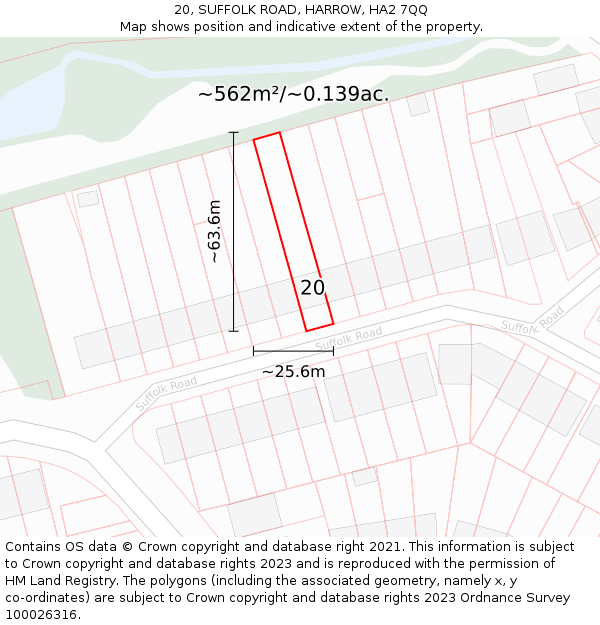 20, SUFFOLK ROAD, HARROW, HA2 7QQ: Plot and title map