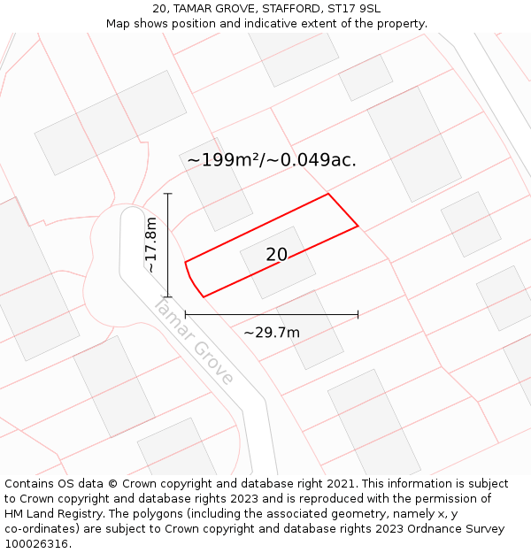 20, TAMAR GROVE, STAFFORD, ST17 9SL: Plot and title map