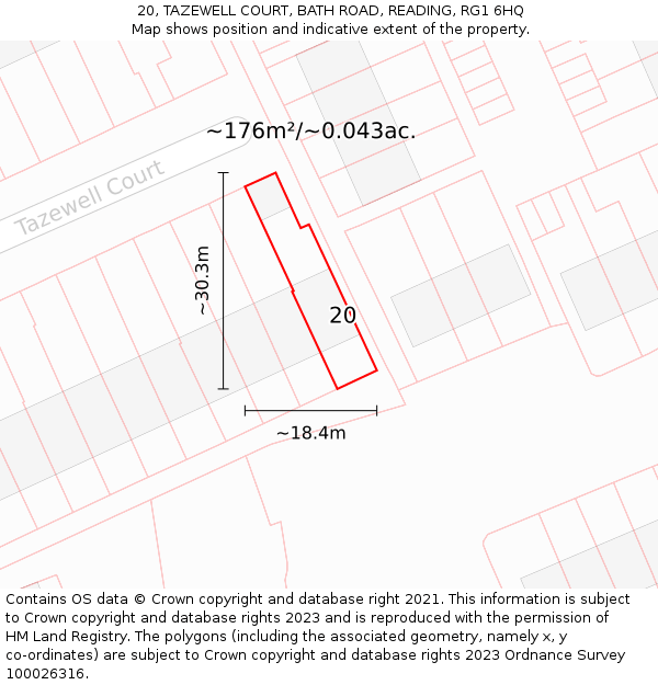 20, TAZEWELL COURT, BATH ROAD, READING, RG1 6HQ: Plot and title map