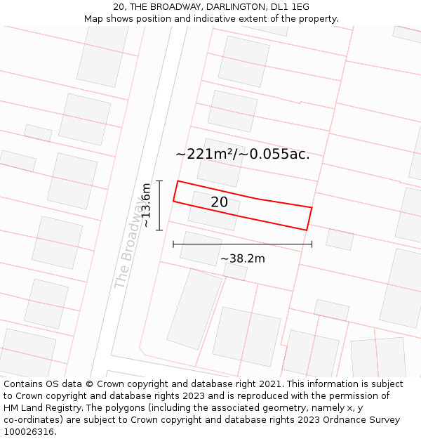 20, THE BROADWAY, DARLINGTON, DL1 1EG: Plot and title map