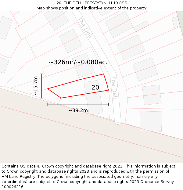 20, THE DELL, PRESTATYN, LL19 8SS: Plot and title map