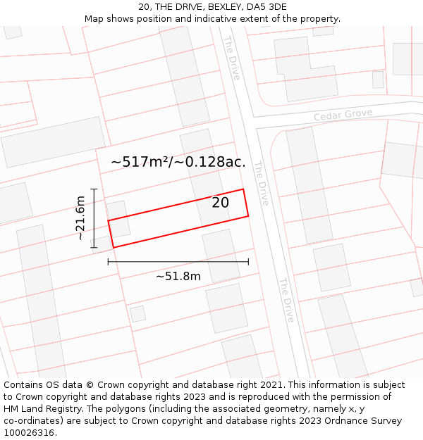 20, THE DRIVE, BEXLEY, DA5 3DE: Plot and title map