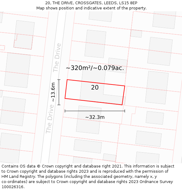 20, THE DRIVE, CROSSGATES, LEEDS, LS15 8EP: Plot and title map