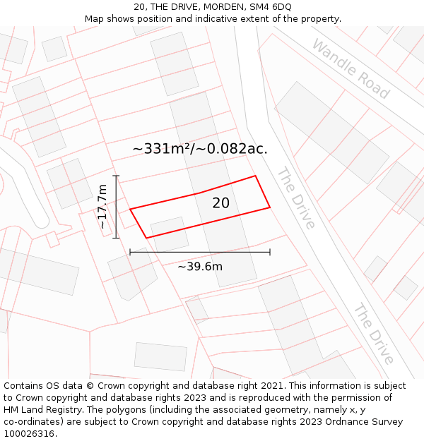 20, THE DRIVE, MORDEN, SM4 6DQ: Plot and title map