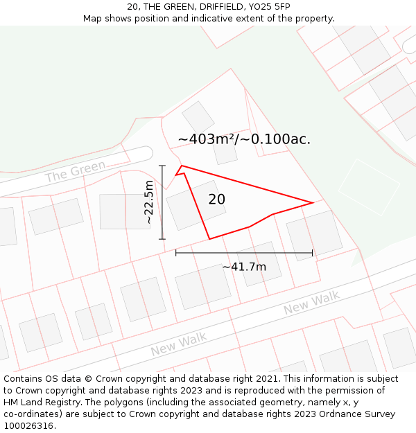 20, THE GREEN, DRIFFIELD, YO25 5FP: Plot and title map