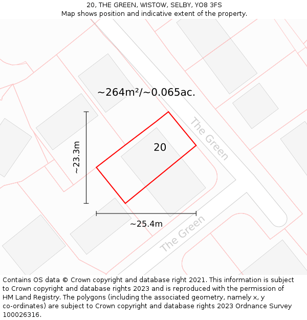 20, THE GREEN, WISTOW, SELBY, YO8 3FS: Plot and title map