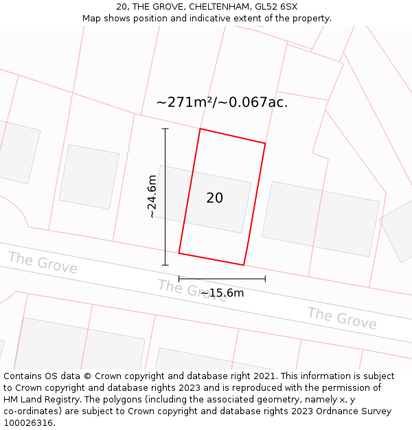 20, THE GROVE, CHELTENHAM, GL52 6SX: Plot and title map