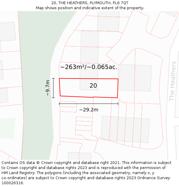 20, THE HEATHERS, PLYMOUTH, PL6 7QT: Plot and title map